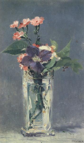 Edouard Manet Carnations and Clematis in a Crystal Vase (mk40) France oil painting art